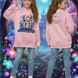 Pink, White and Black Demon Hunters Hoodie